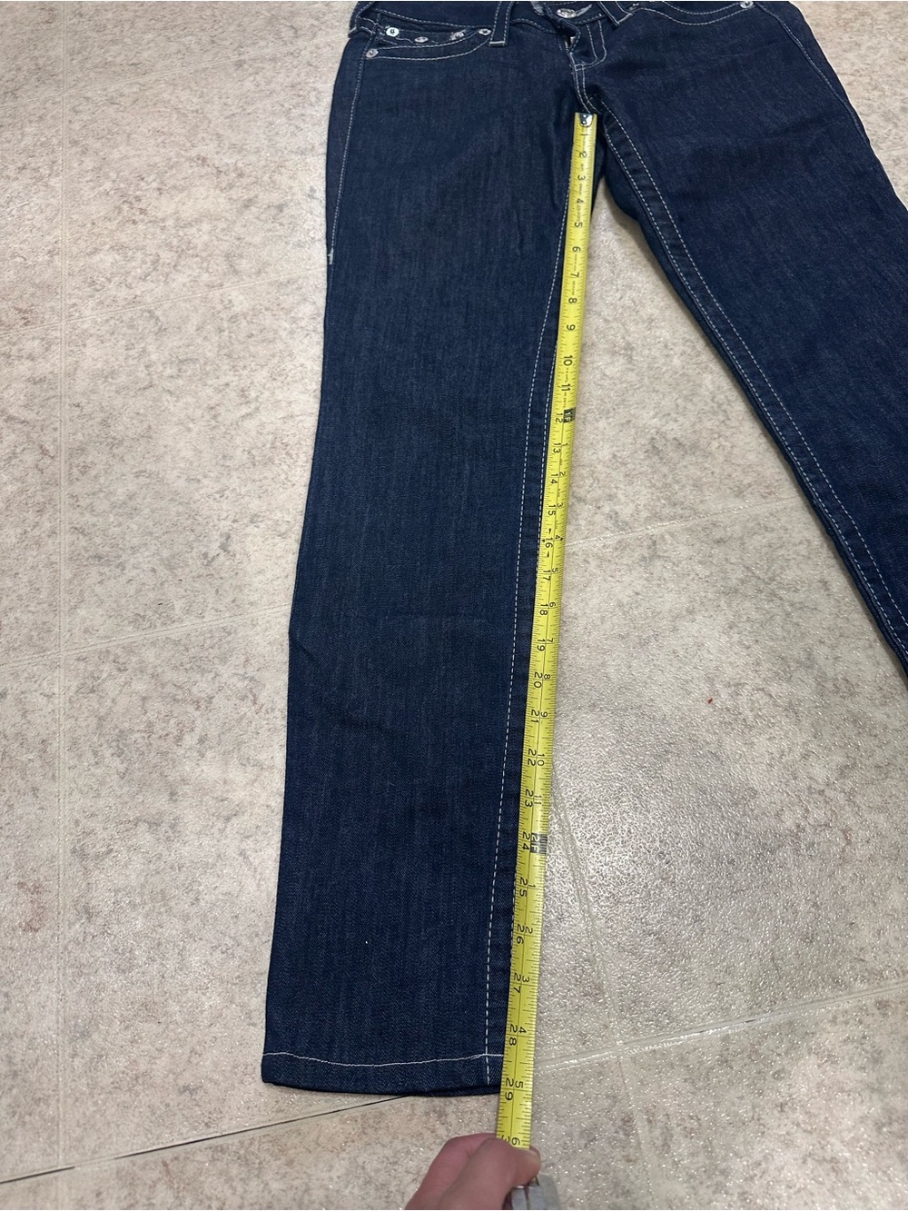 True Religion Womens Jeans Size 27 Dark Wash Rhinestone Flap Pocket USA - Picture 8 of 11